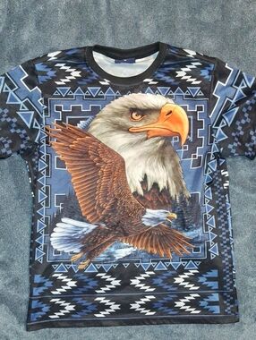 Nu Trendz Graphic Bald Eagle Tee in Blue and Black